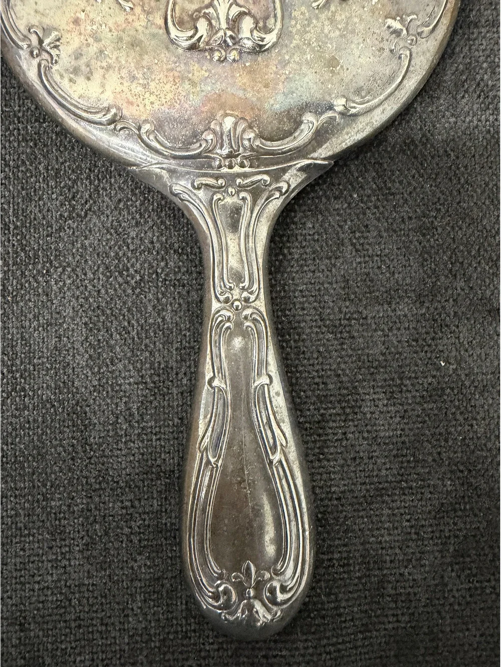 Vintage Ornate Silver Handheld Mirror